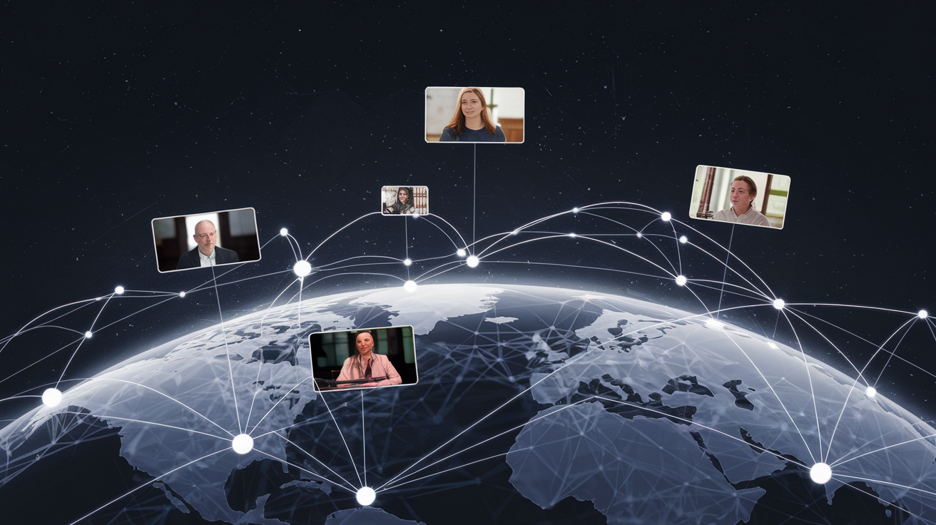 Globe with a digital network representing the CE21 Sharing Marketplace, where organizations can share and monetize Learning Management System (LMS) content.