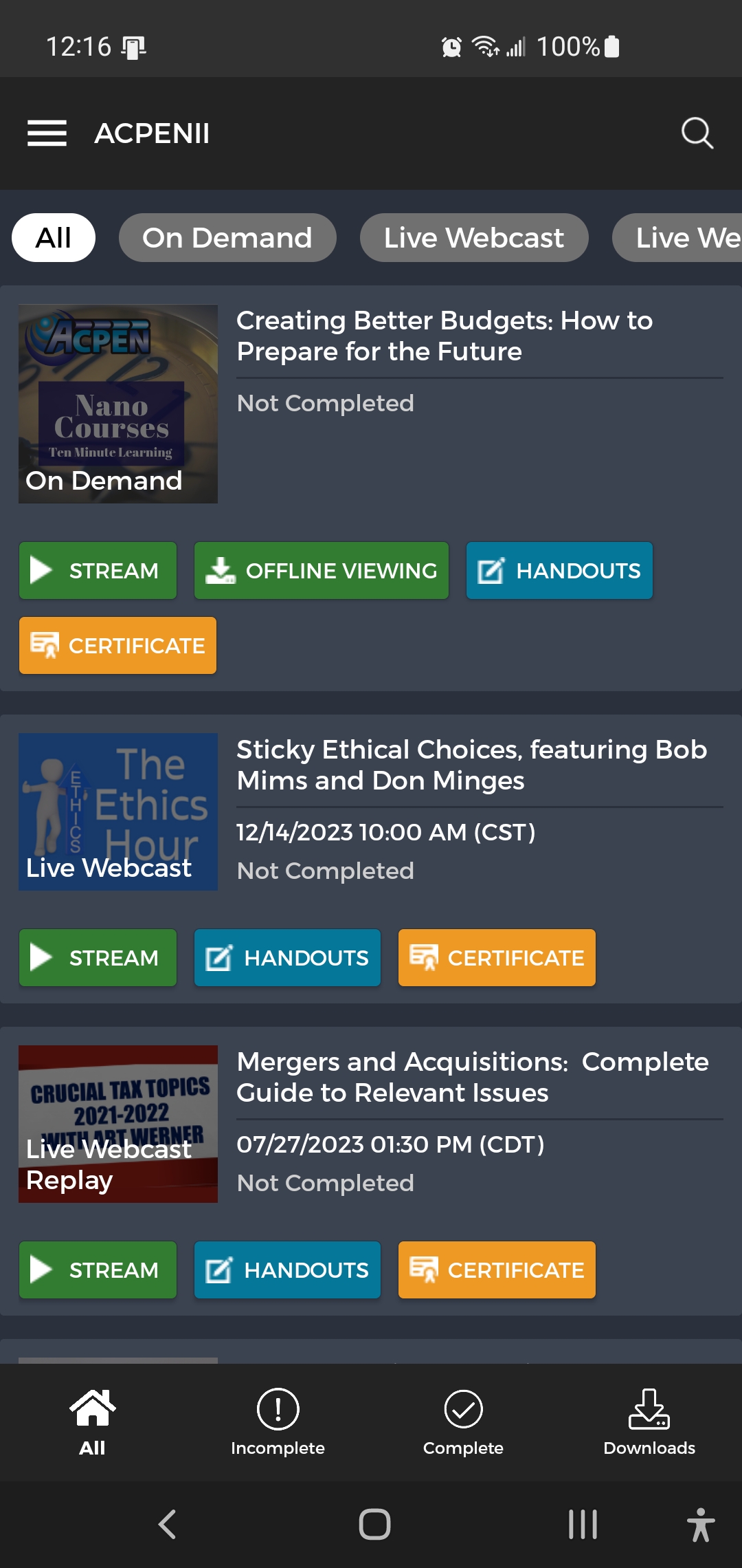 The CE21 Mobile App interface, showcasing on-the-go access to an LMS with features like offline course viewing and mobile certification for professional development.