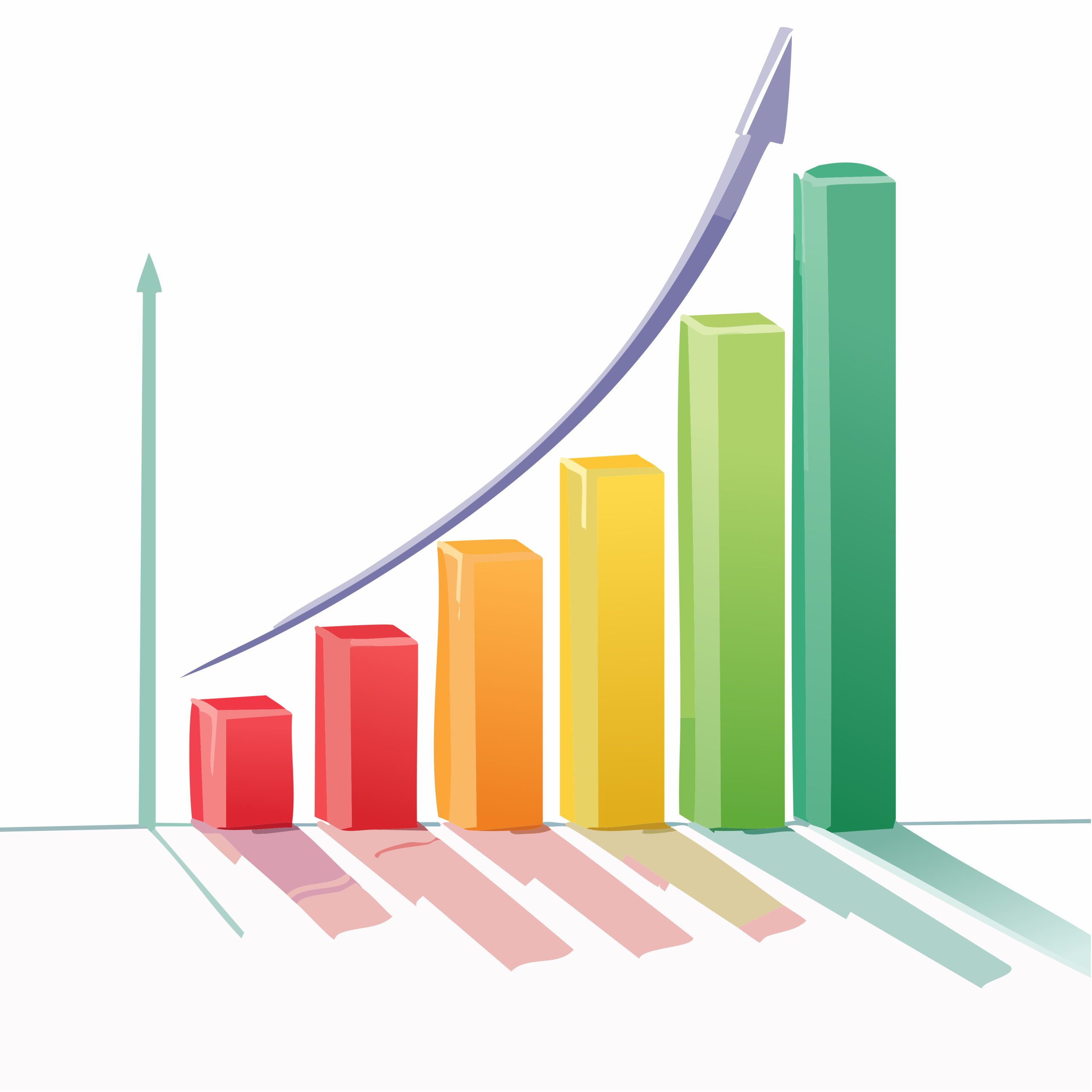 A flat vector illustration of a person standing next to a large, 3D isometric donut chart. The chart is divided into three segments: a large light purple section, a medium dark blue section, and a small highlighted orange section.